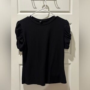SHEIN Black Ruched Sleeve Tee